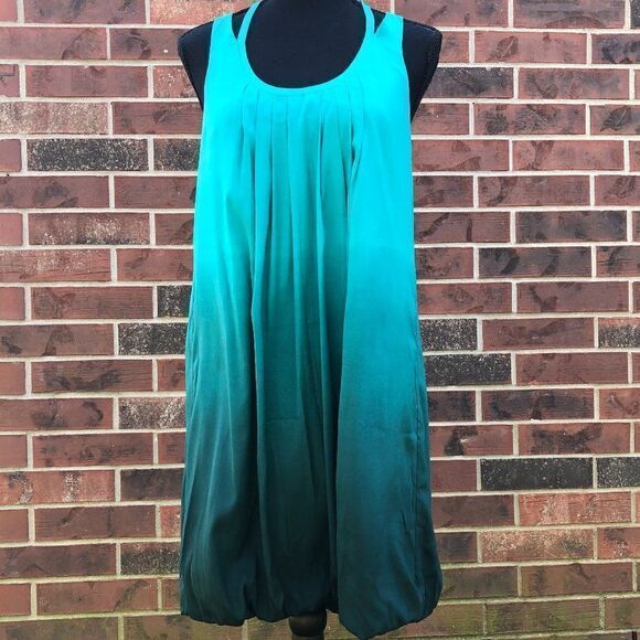 Express Silk Dress Ombre Green Bubble Hem Sleeveless Cocktail Party, Size S - Picture 1 of 10
